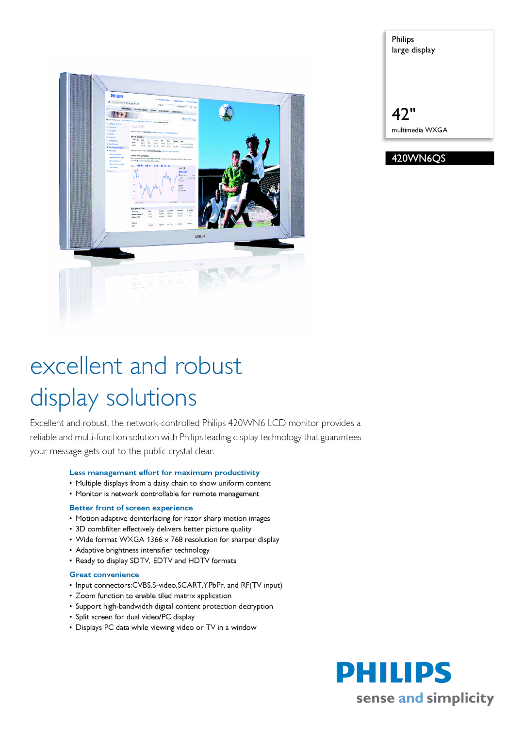 Philips 420WN6QS/93 manual Less management effort for maximum productivity, Better front of screen experience 