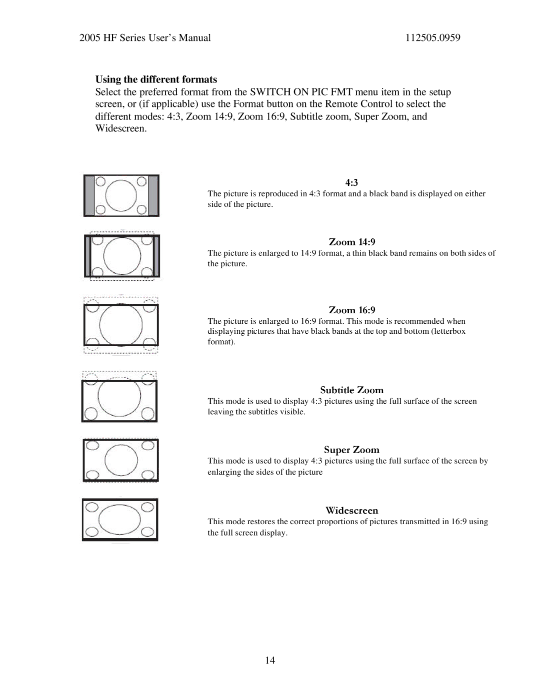 Philips 32HF7543, 42HF7543, 37HF7543 user manual Using the different formats, Subtitle Zoom 