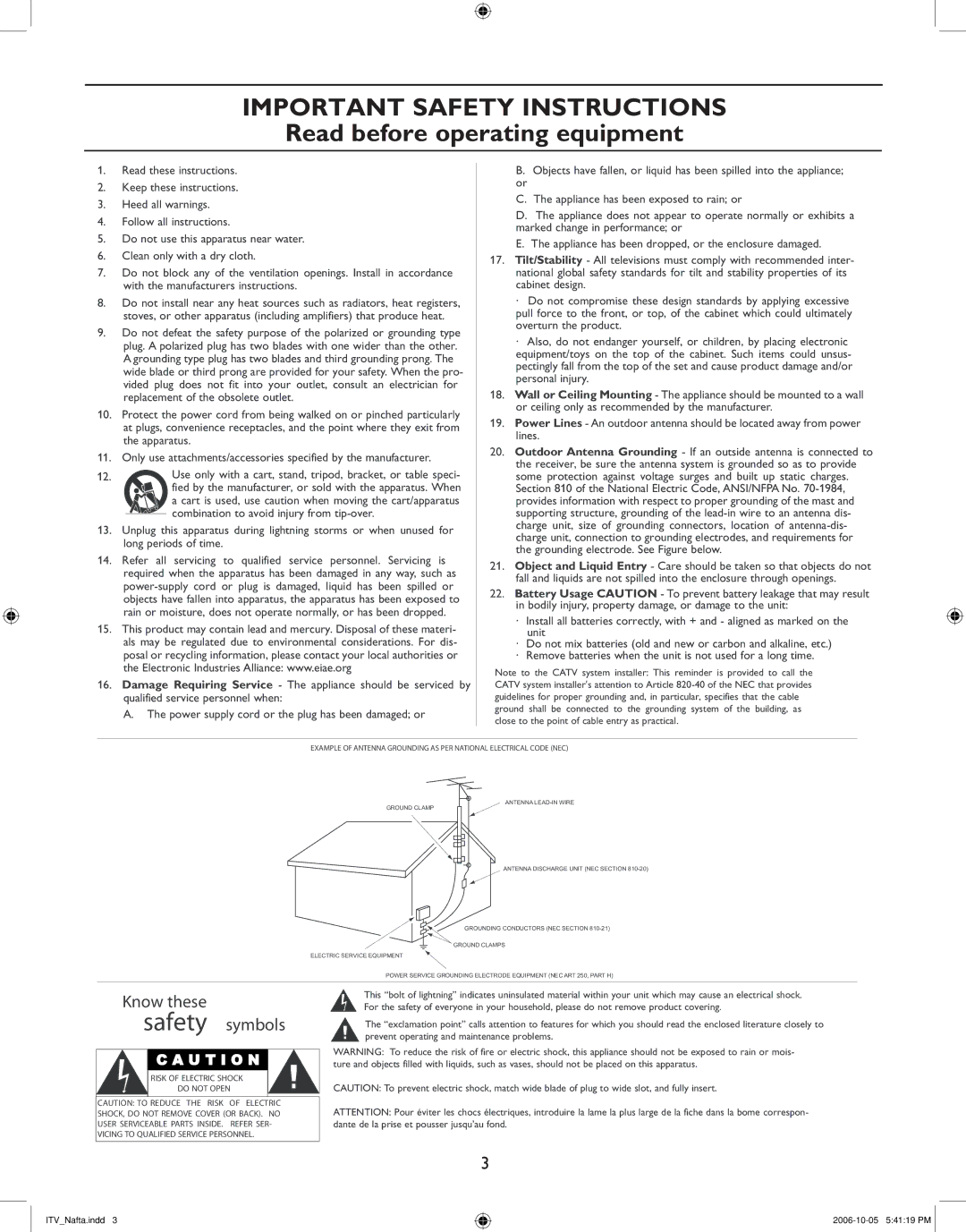 Philips 26HF5544D, 42HF7544R, 37HF7544D, 32HF7544D user manual Important Safety Instructions 