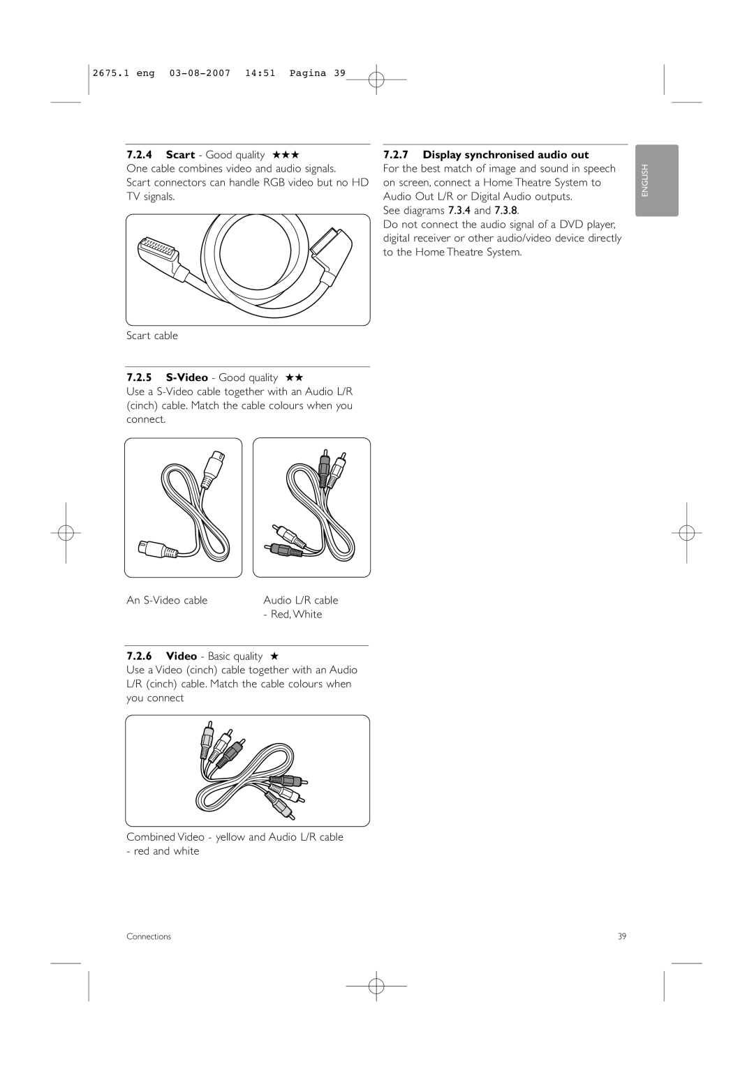 Philips 42HF9320A manual Display synchronised audio out, An S-Video cable, Red, White 