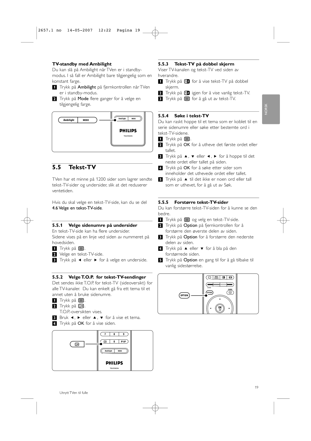 Philips 32HF9385D, 42HF9385D manual Tekst-TV 