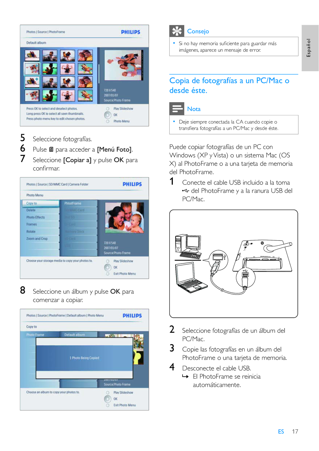 Philips 42HF9385D, 8FF3CME, 10FF3CDW, 10FF3CME manual Español 