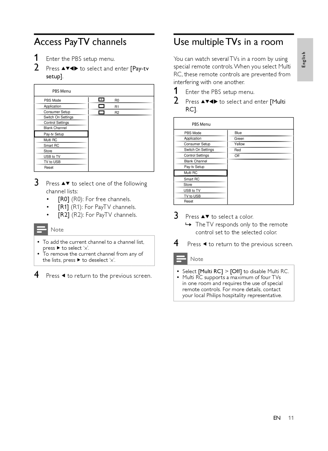 Philips 32HFL3331, 42HFL3381/97 user manual Access PayTV channels, PBS Menu G l i s h 