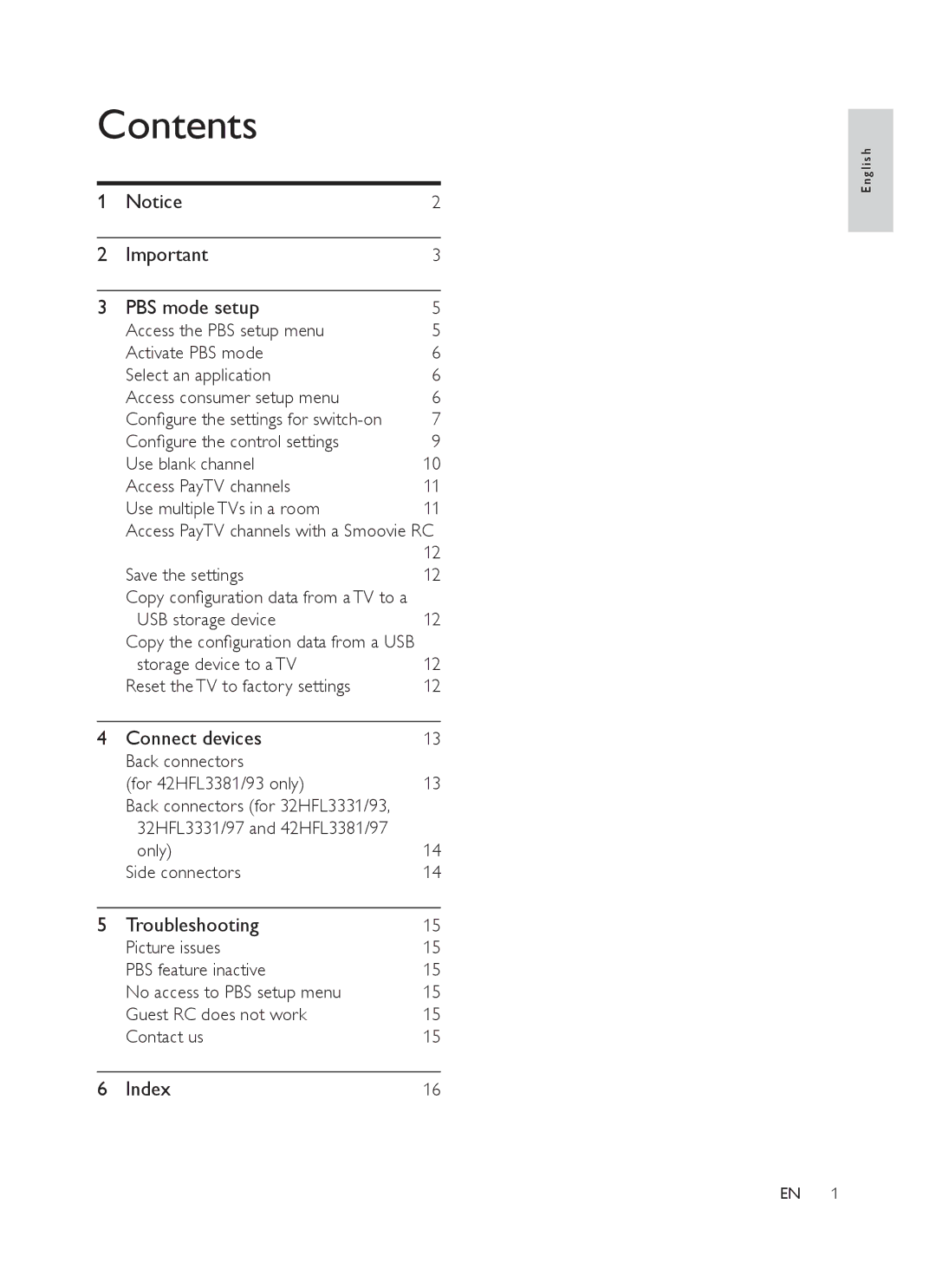 Philips 32HFL3331, 42HFL3381/97 user manual Contents 