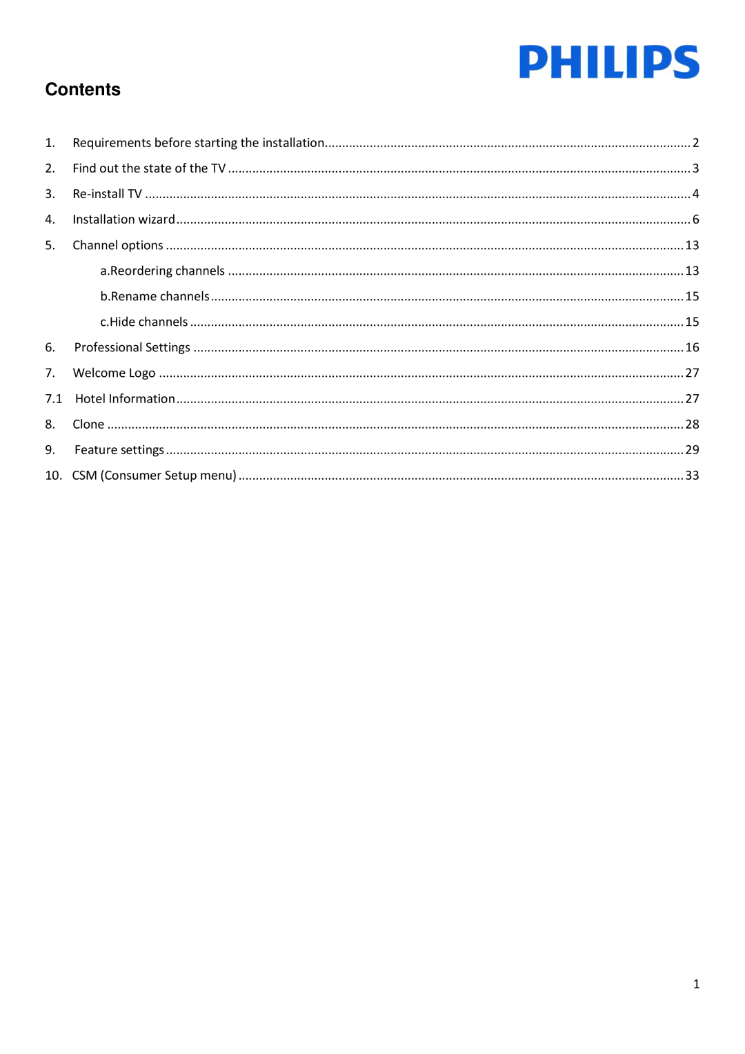 Philips 22HFL3XX8D/10, 42HFL3XX8D/10, 26HFL3XX8D/10, 32HFL3XX8D/10 installation manual Contents 