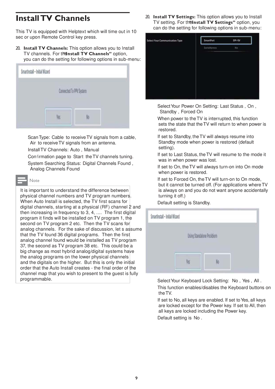 Philips 37HFL5682L, 42HFL5682H, 42HFL5682D, 42HFL4482F, 37HFL5682D, 37HFL4482F Install TV Channels, Default setting is No 