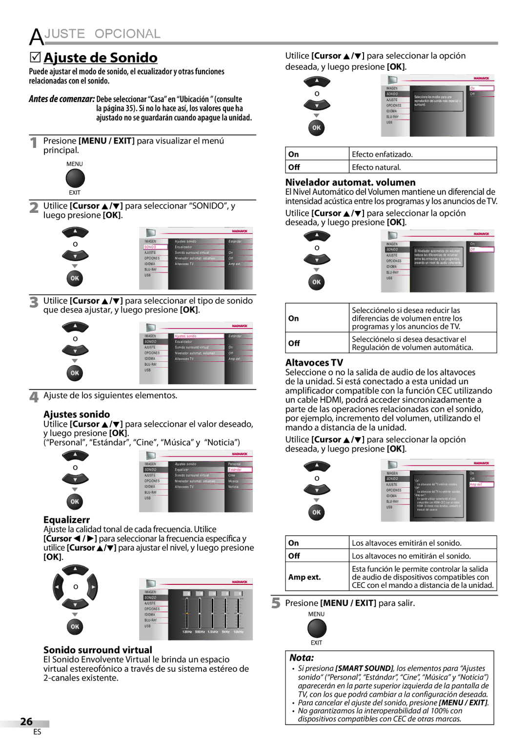 Philips 42MD459B user manual  Ajuste de Sonido 