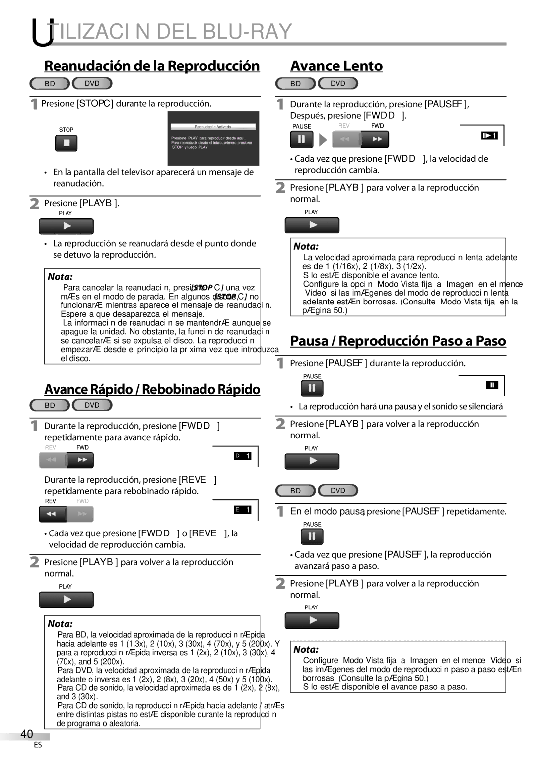 Philips 42MD459B user manual 1Presione Stop C durante la reproducción, Presione Pause F durante la reproducción 