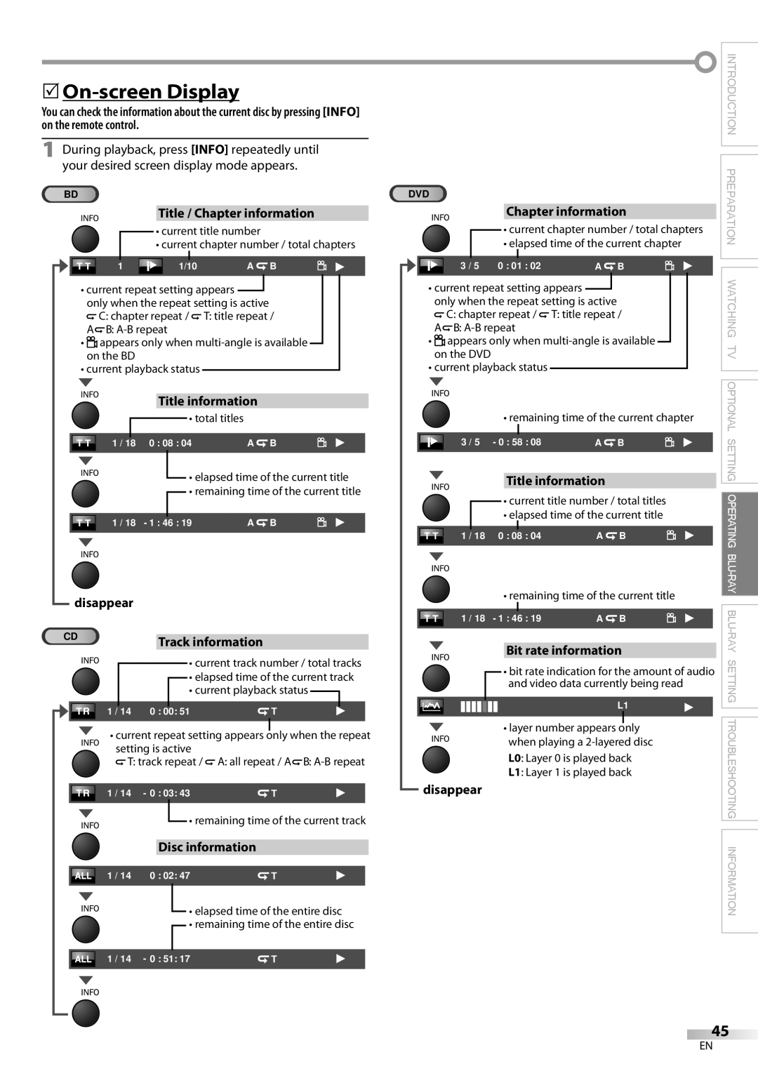 Philips 42MD459B user manual 5On-screen Display 