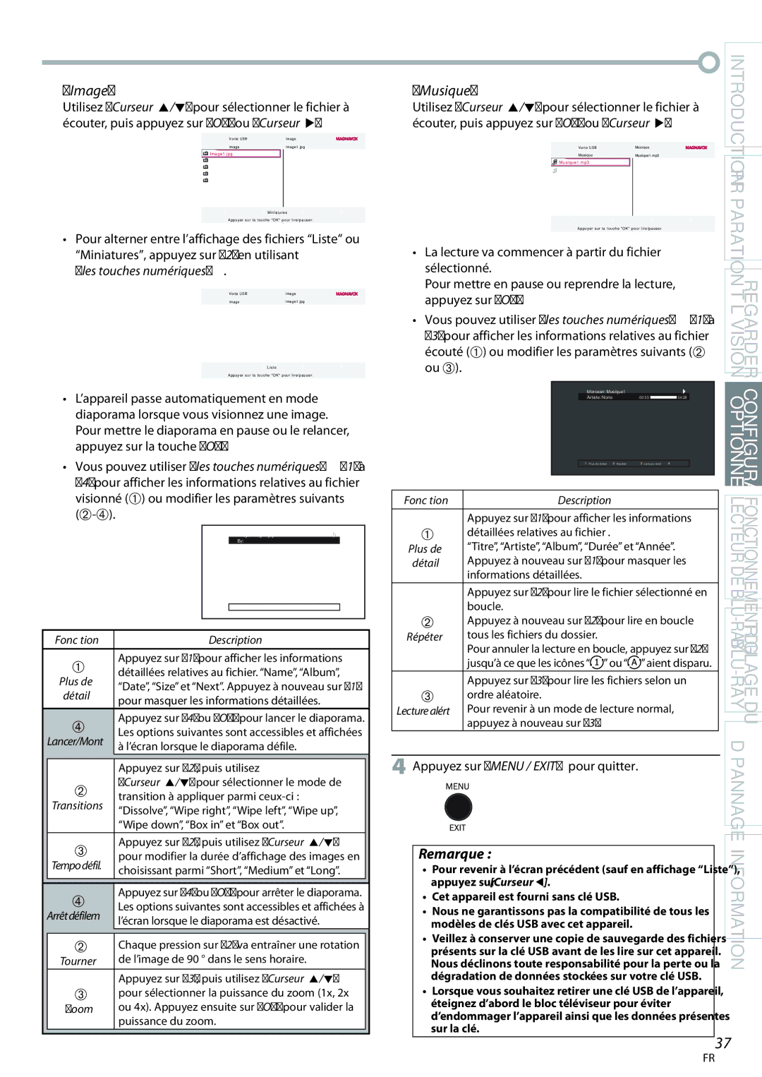 Philips 42MD459B user manual Image, Musique, Les touches numériques, Vous pouvez utiliser les touches numériques 1 à 