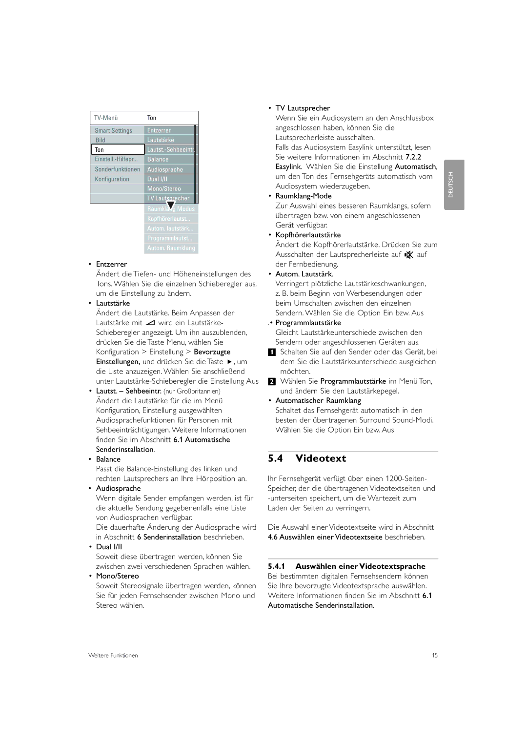 Philips 42PES0001D/H manual Videotext 