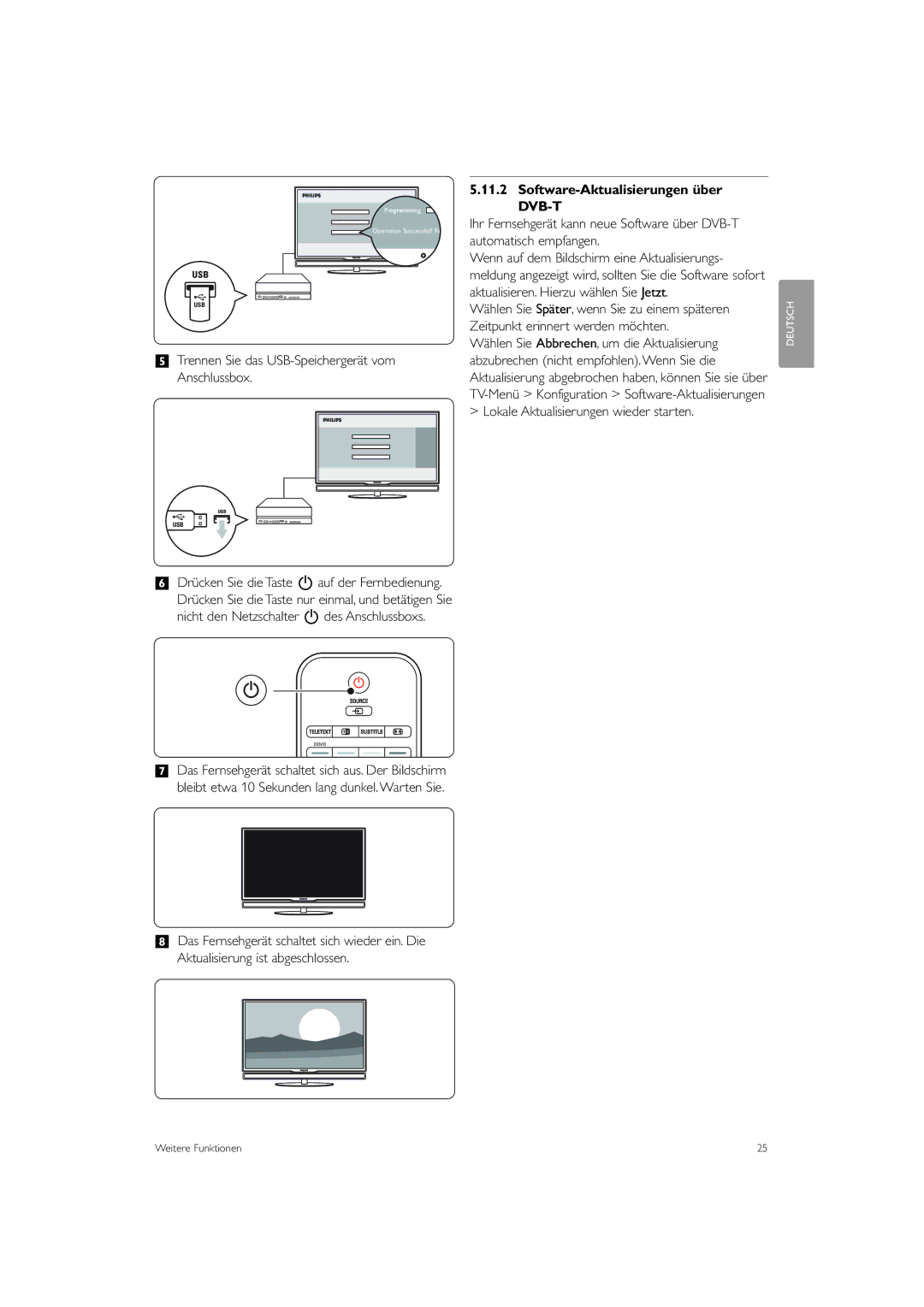 Philips 42PES0001D/H manual Software-Aktualisierungen über DVB-T 