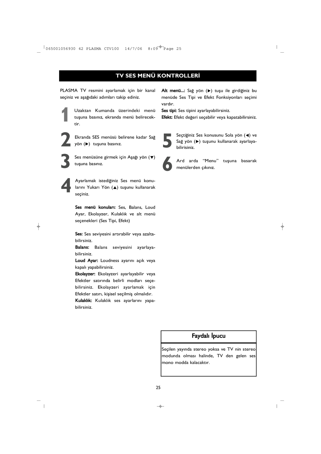 Philips 42PF1000/62 user manual TV SES Menü KONTROLLER‹ 