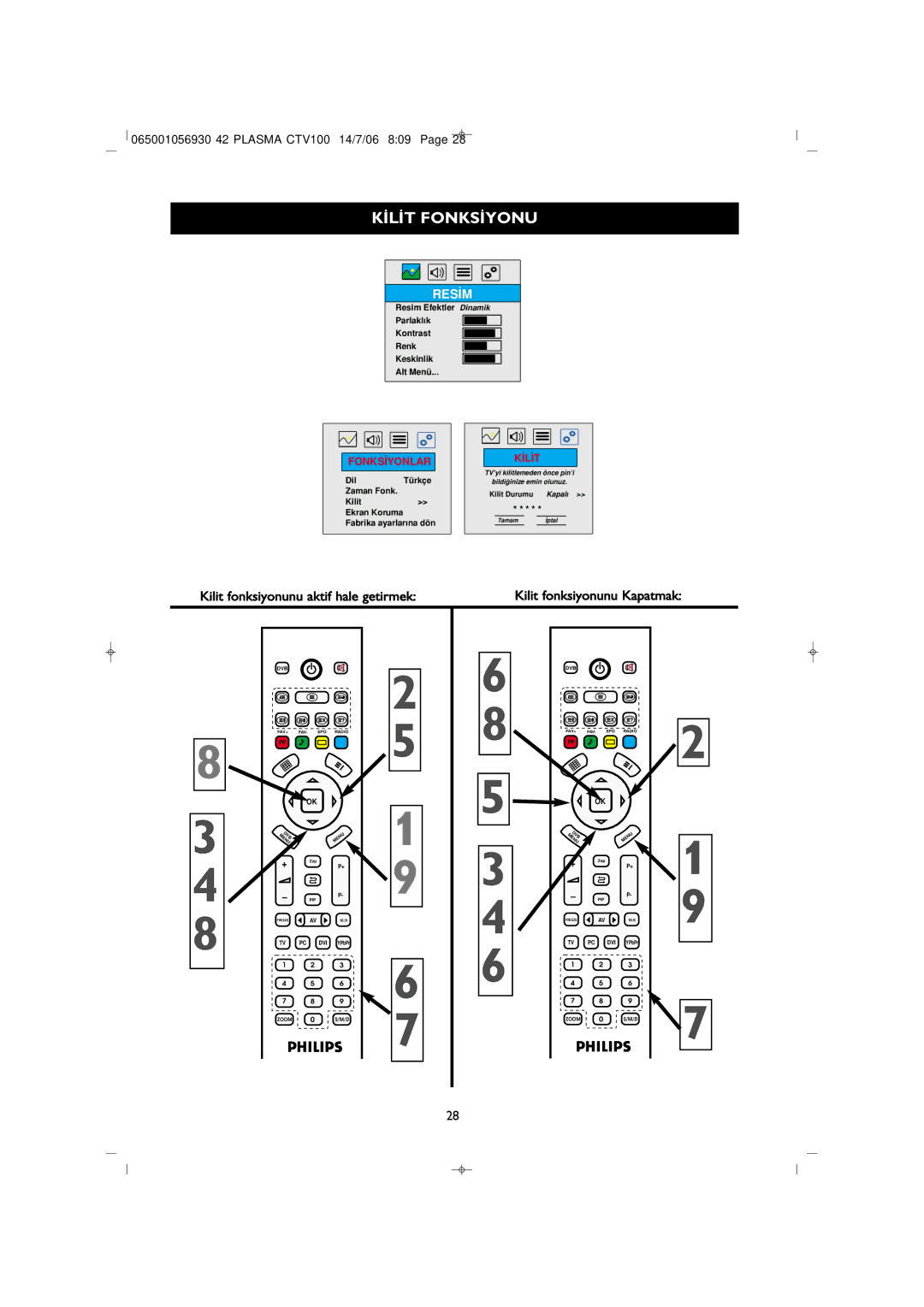 Philips 42PF1000/62 user manual ‹L‹T 