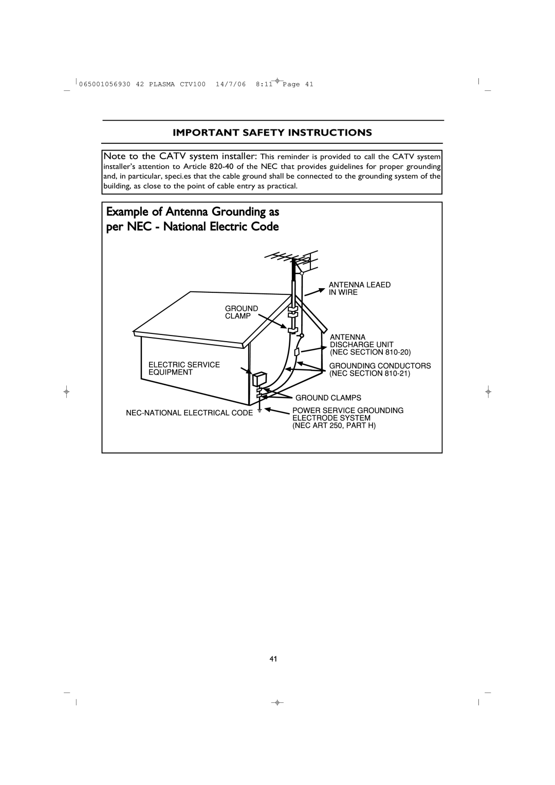 Philips 42PF1000/62 user manual Important Safety Instructions 