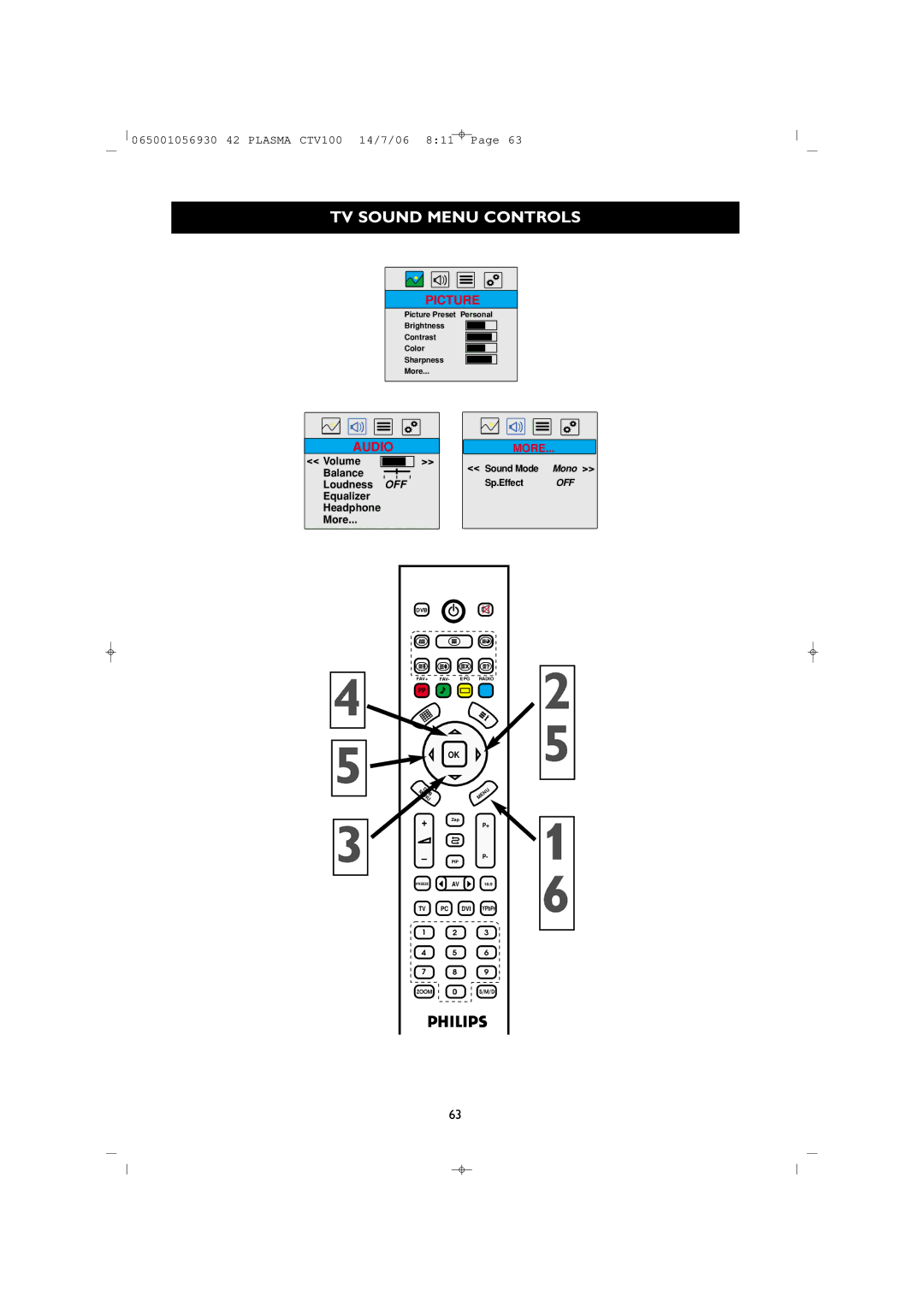 Philips 42PF1000/62 user manual Audio 