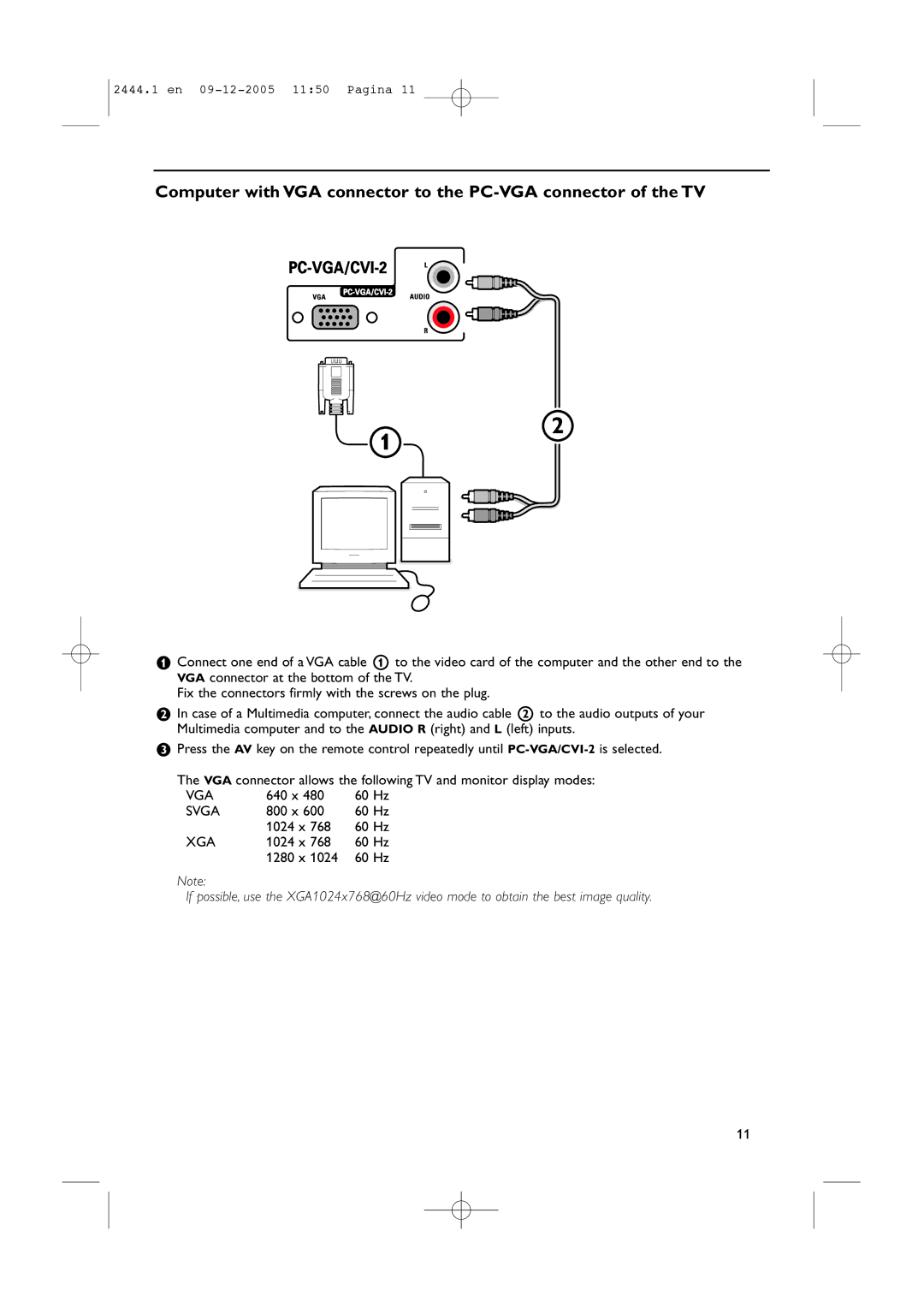 Philips 42PF5320/79 manual Vga 