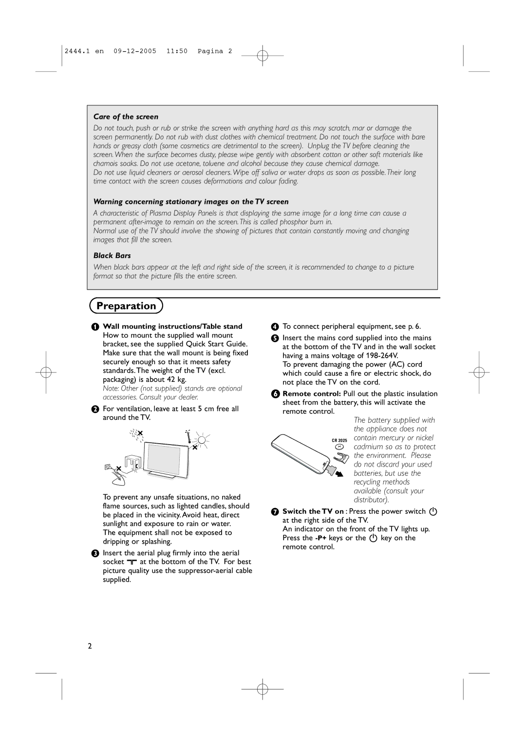 Philips 42PF5320/79 manual Preparation, Care of the screen 