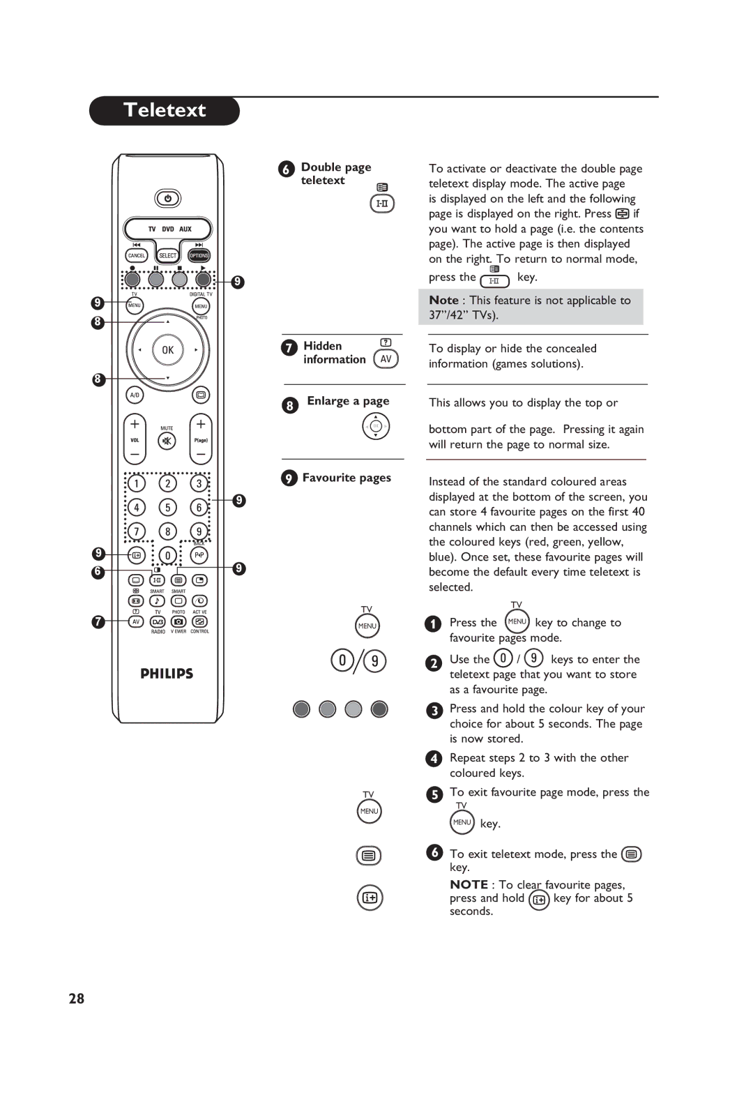 Philips 37PF5521D, 42PF5521D, 32PF5521D, 26PF5521D manual Double, Teletext 