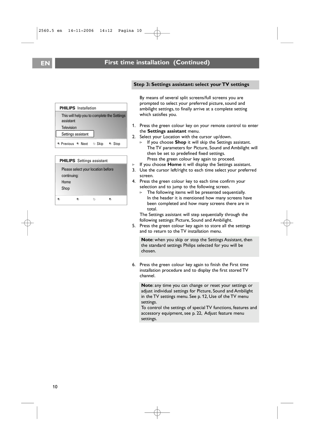 Philips 42PF9541/93, 32-37-42PF9531/93 user manual Settings assistant select your TV settings 