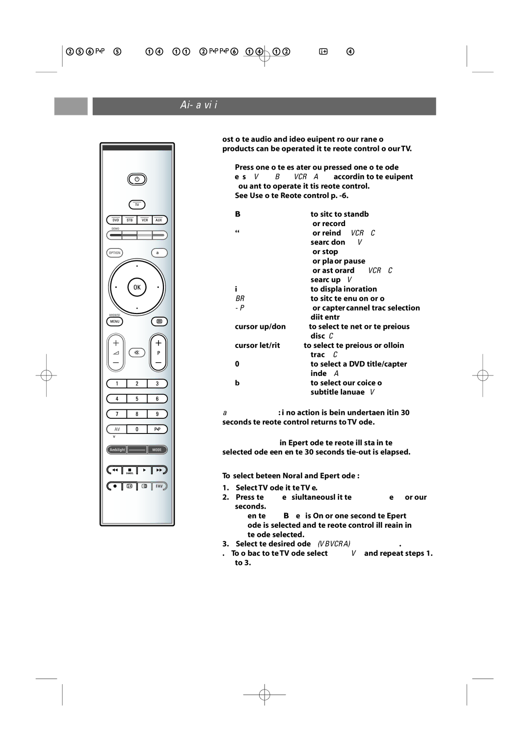 Philips 42PF9541/93, 32-37-42PF9531/93 user manual Audio- and video equipment keys 