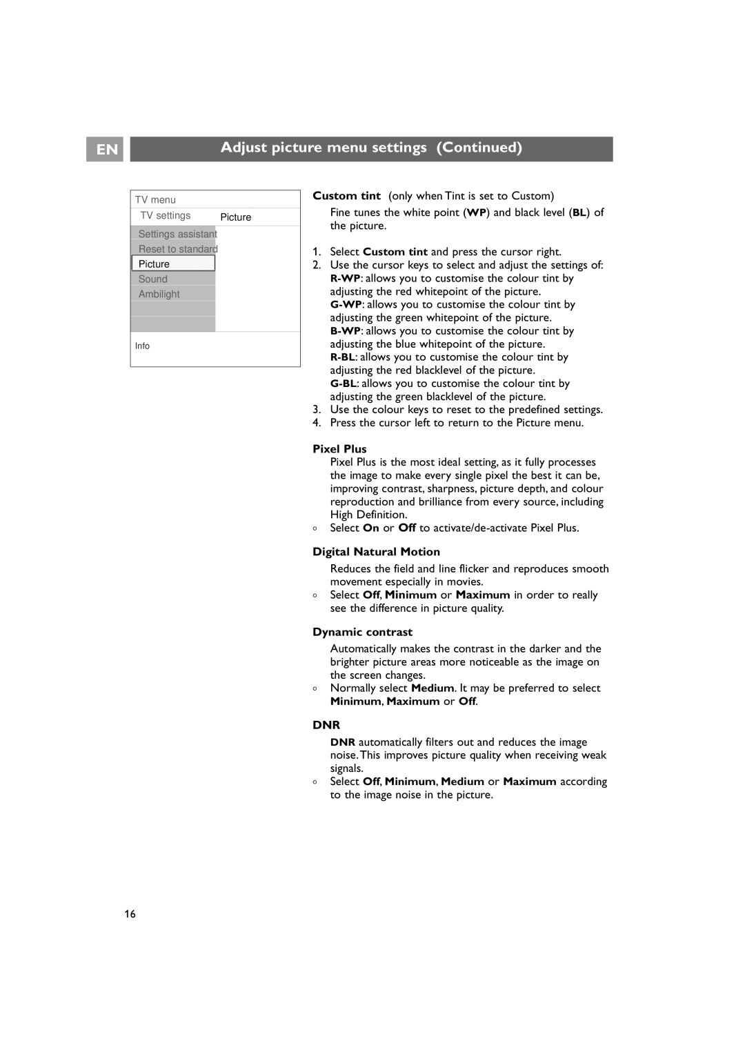 Philips 42PF9641D/10 instruction manual Pixel Plus, Digital Natural Motion, Dynamic contrast 