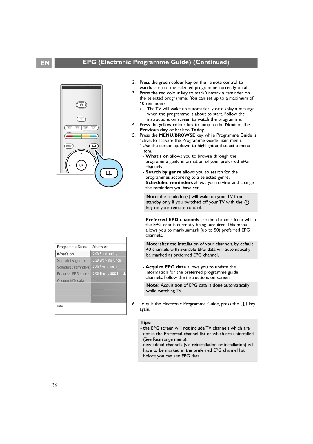 Philips 42PF9641D/10 instruction manual EPG Electronic Programme Guide, What’s on 