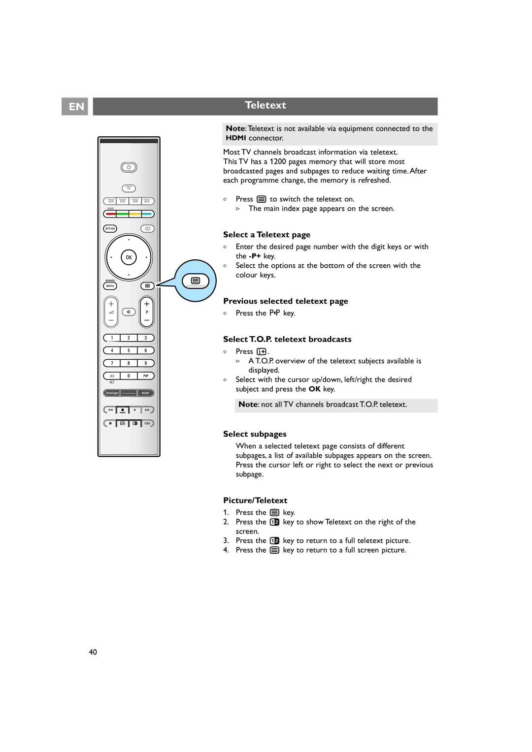 Philips 42PF9641D/10 instruction manual Teletext 