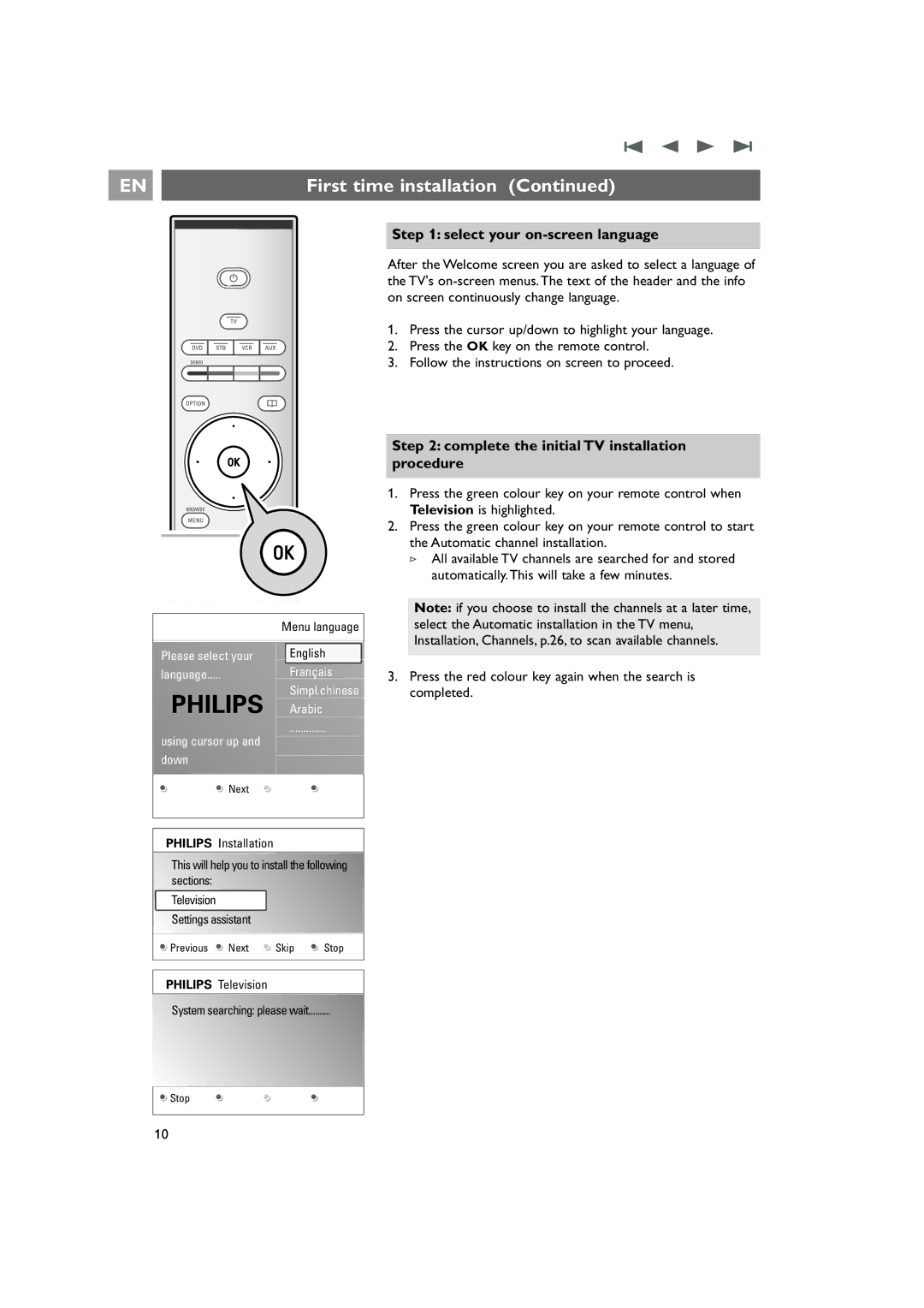 Philips 42PF9831/69 instruction manual Select your on-screen language, Complete the initial TV installation procedure 