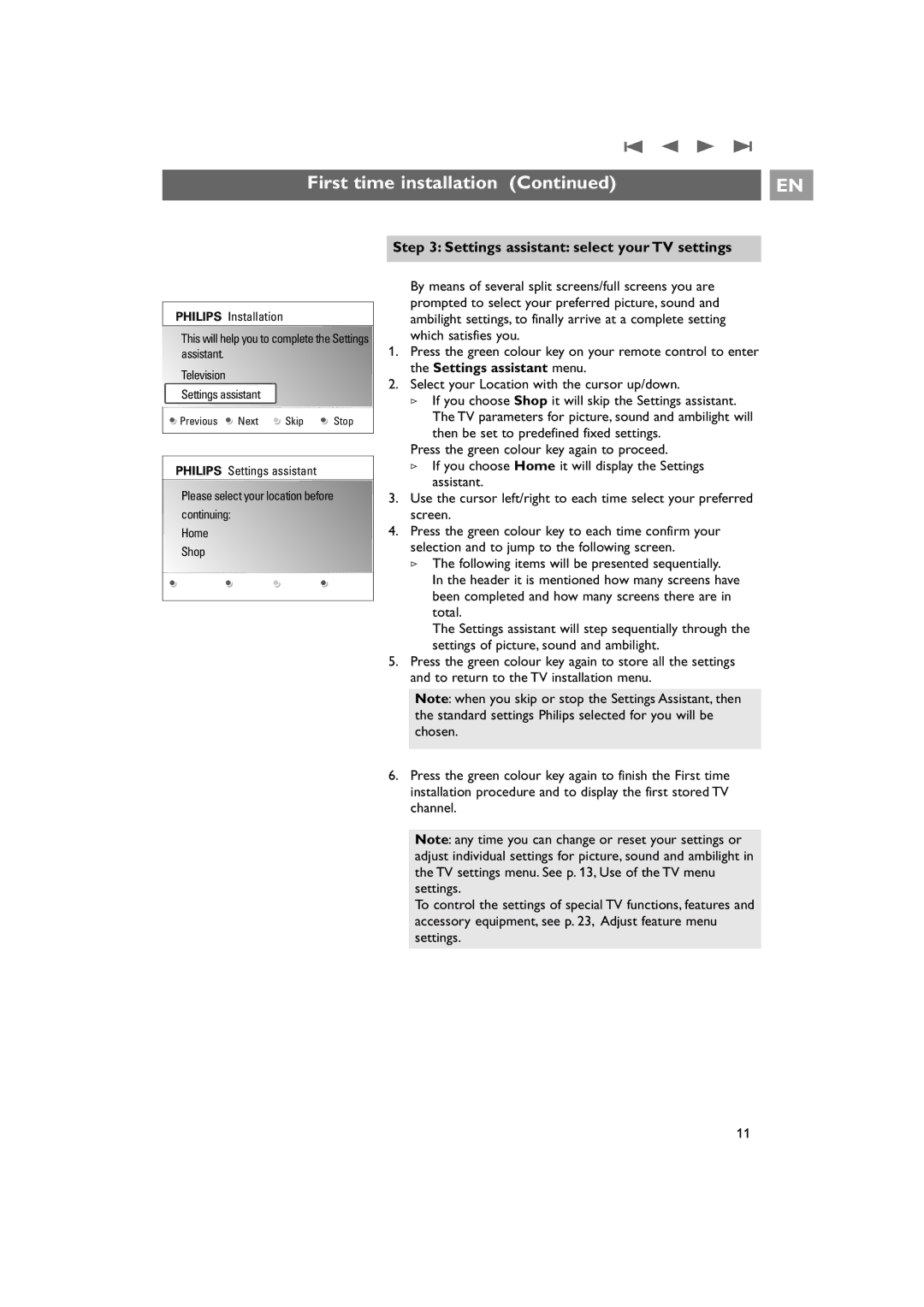 Philips 42PF9831/69 instruction manual Settings assistant select your TV settings 