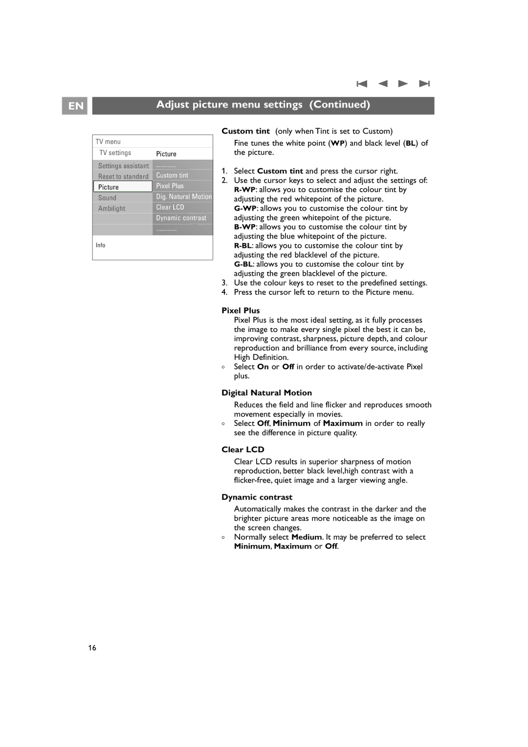 Philips 42PF9831/69 instruction manual Pixel Plus, Digital Natural Motion, Clear LCD, Dynamic contrast 