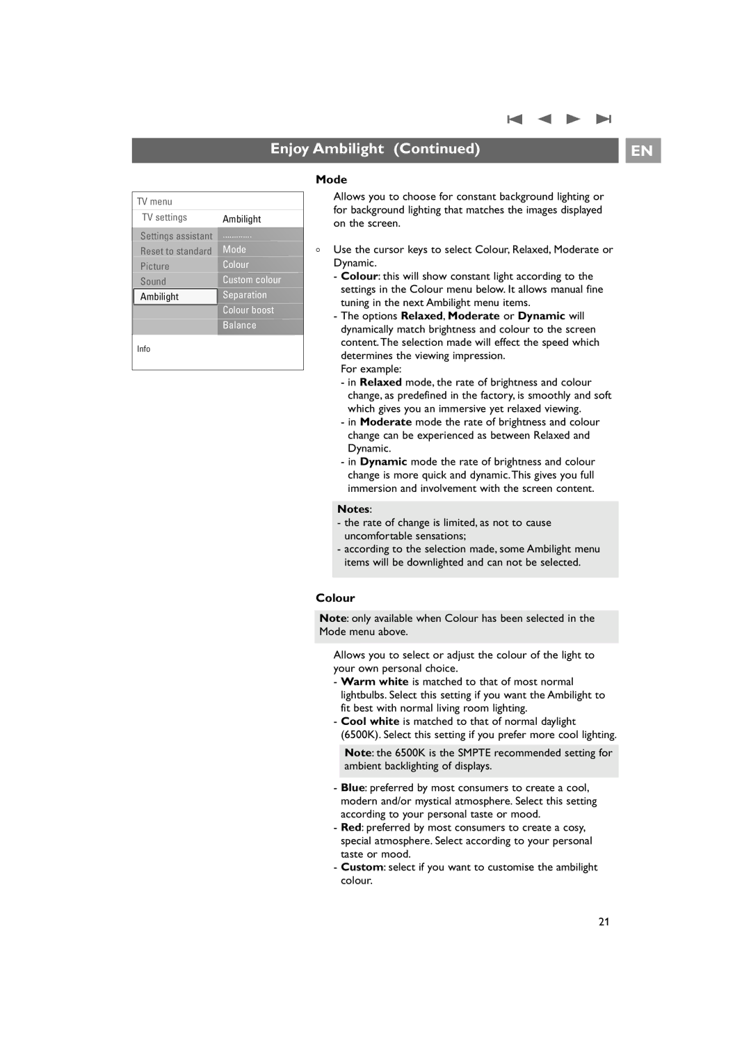 Philips 42PF9831/69 instruction manual Mode, Colour, For example 