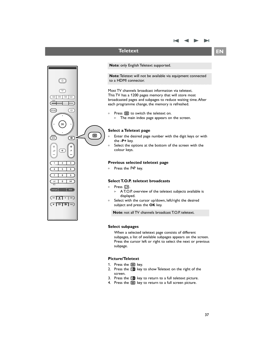 Philips 42PF9831/69 instruction manual Teletext 