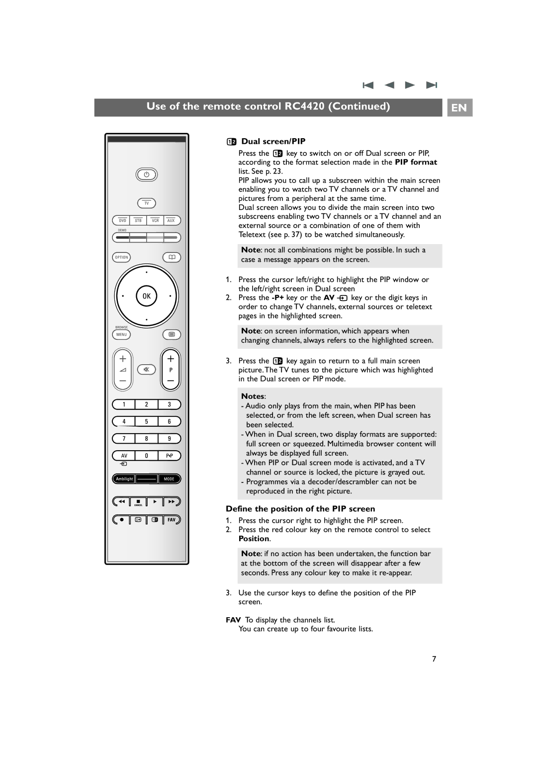 Philips 42PF9831/69 instruction manual Dual screen/PIP, Define the position of the PIP screen 