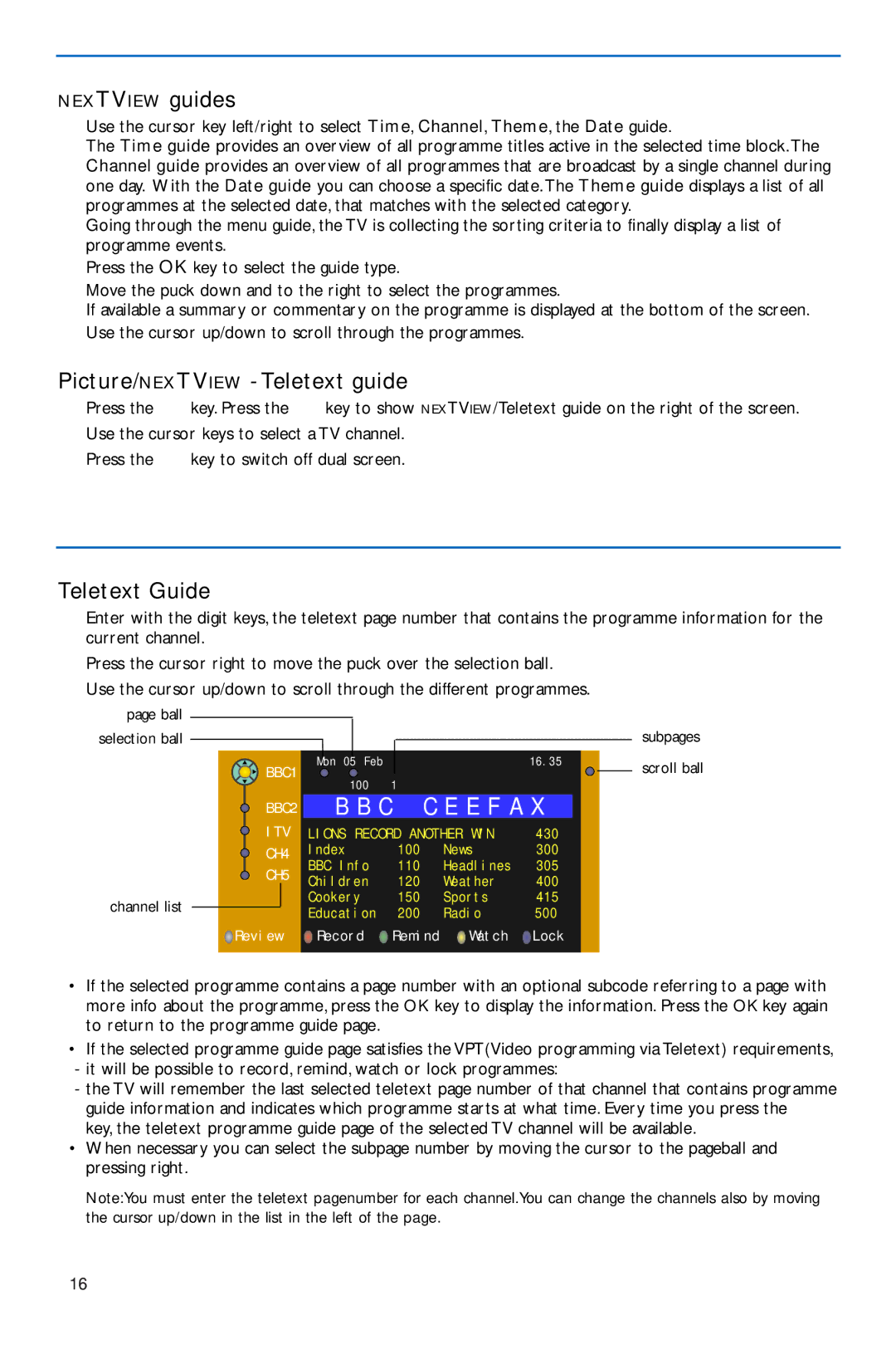 Philips 42PF9986 manual Nextview guides, Picture/NEXTVIEW Teletext guide, Teletext Guide 