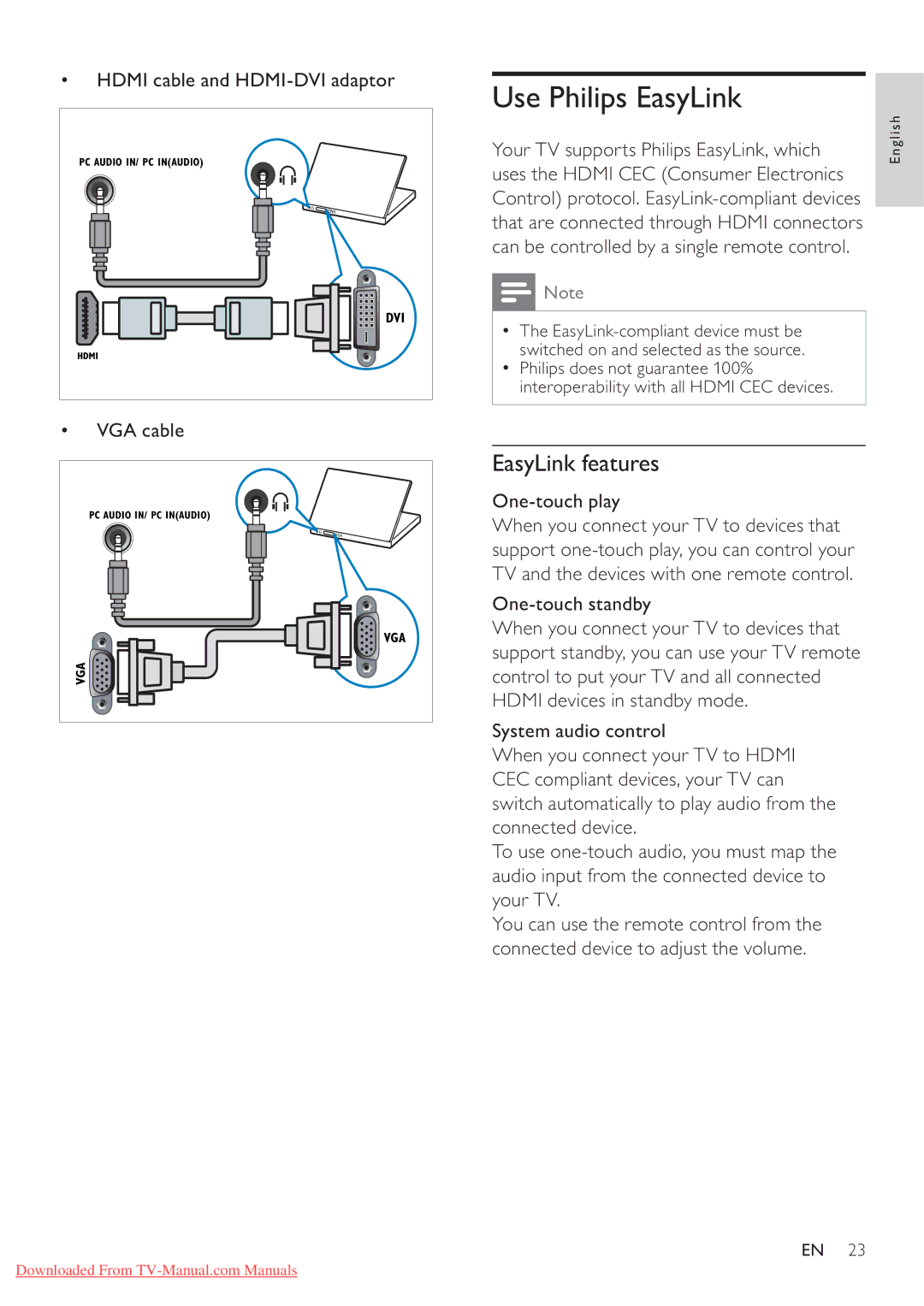 Philips 42PFL3615/77, 42PFL3605/77, 32PFL3615/77, 32PFL3605/77 user manual Use Philips EasyLink, EasyLink features 