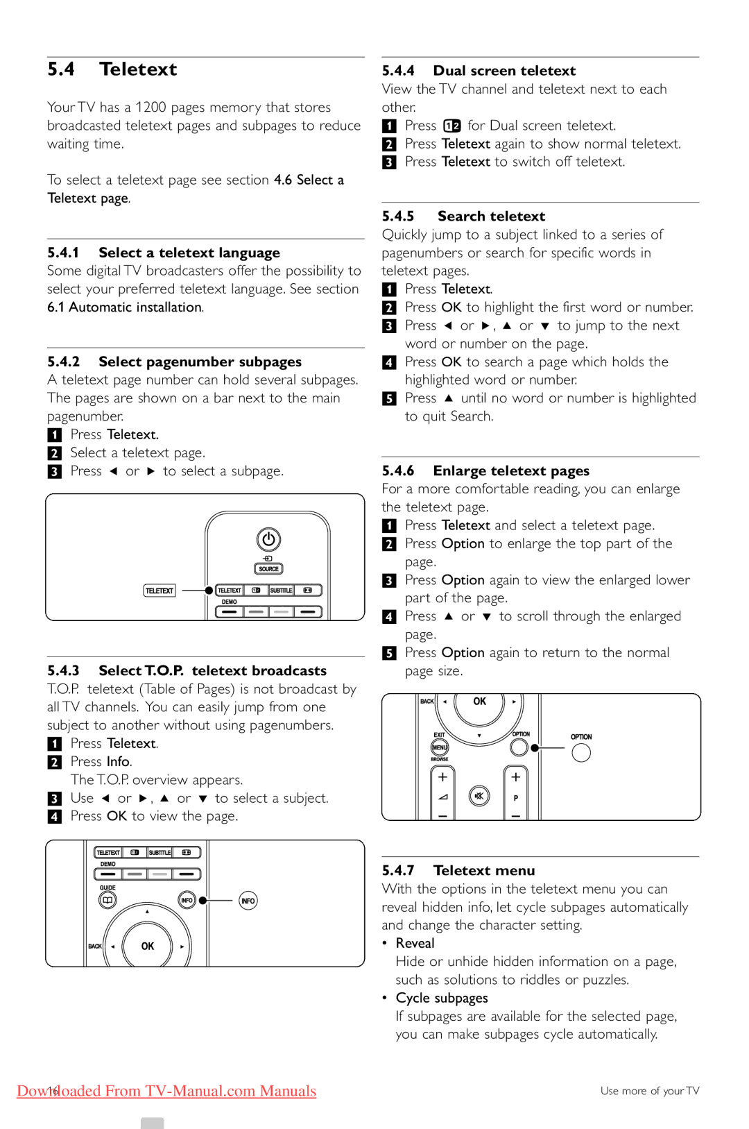 Philips 42PFL5603, 42PFL5403, 47PFL5603, 32PFL7403 manual Teletext 