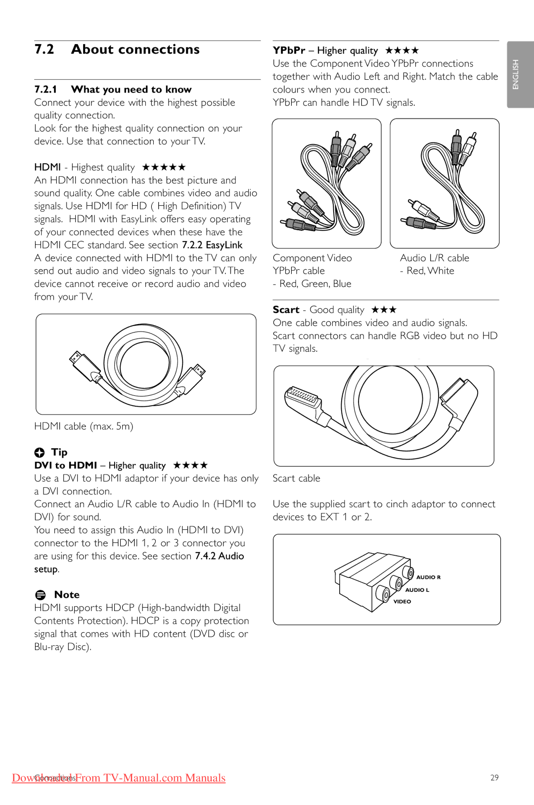 Philips 32PFL7403, 42PFL5403, 47PFL5603, 42PFL5603 manual About connections, What you need to know, Hdmi cable max m 