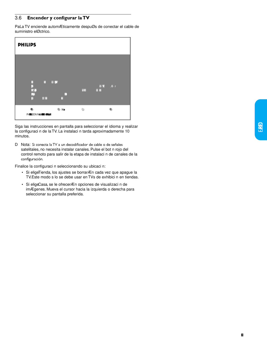 Philips 42PFL5603D user manual Encender y configurar la TV, SP-9 