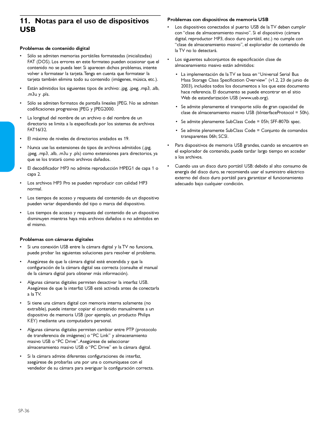 Philips 42PFL5603D Notas para el uso de dispositivos, Problemas de contenido digital, Problemas con cámaras digitales 