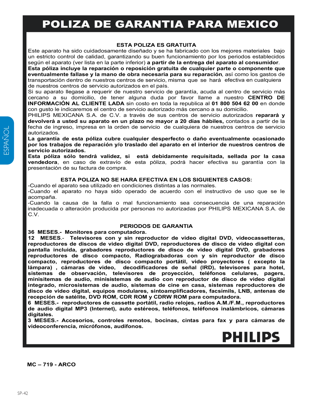 Philips 42PFL5603D user manual  !#%,  ,  &#, %#/ !# &,   , SP-42 