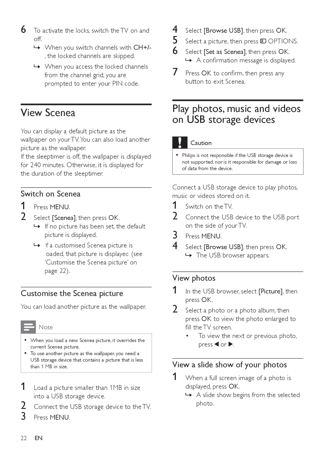 Philips 32PFL3406, 42PFL5606, 32PFL5606 user manual View Scenea, Switch on Scenea, Customise the Scenea picture, View photos 