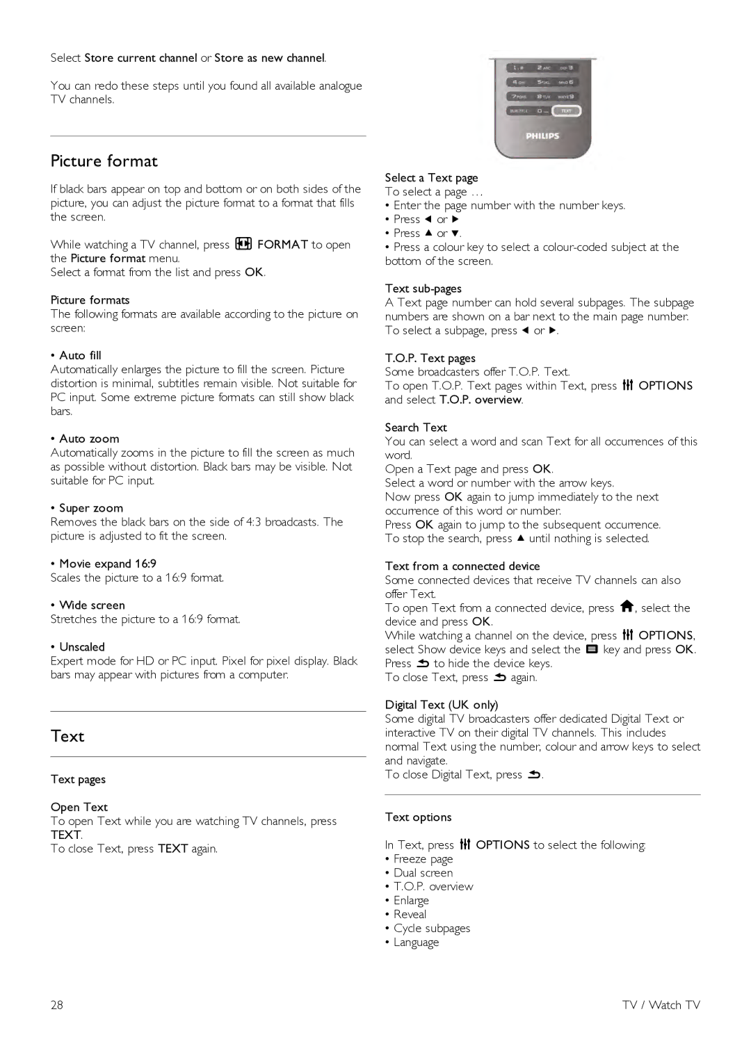 Philips 42PFL6907, 47PFL6907 manual Picture format, Text 