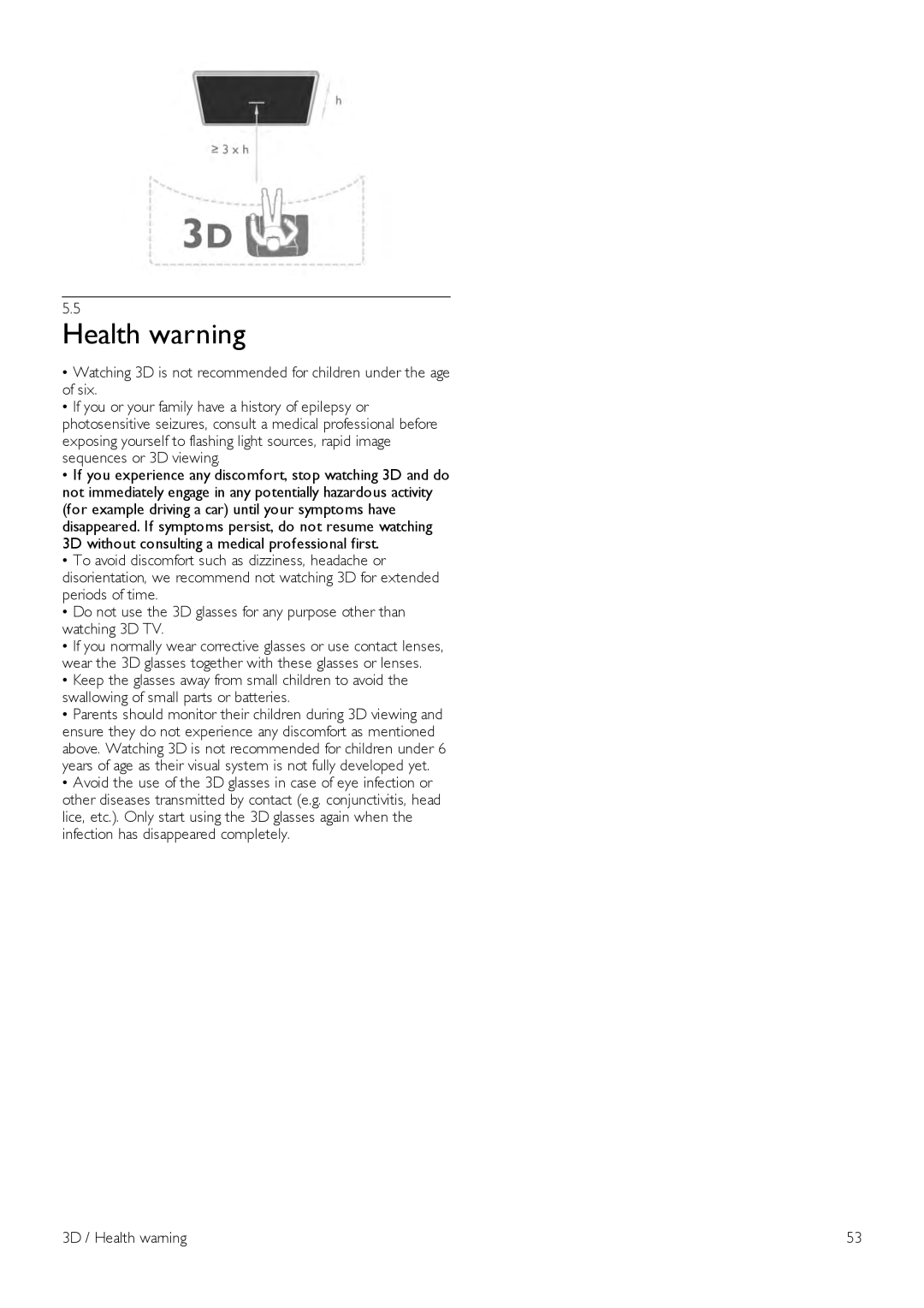 Philips 55PFL7008, 42PFL7108, 42PFL7008, 47PFL7108, 47PFL7008, 55PFL7108 user manual 3D / Health warning 