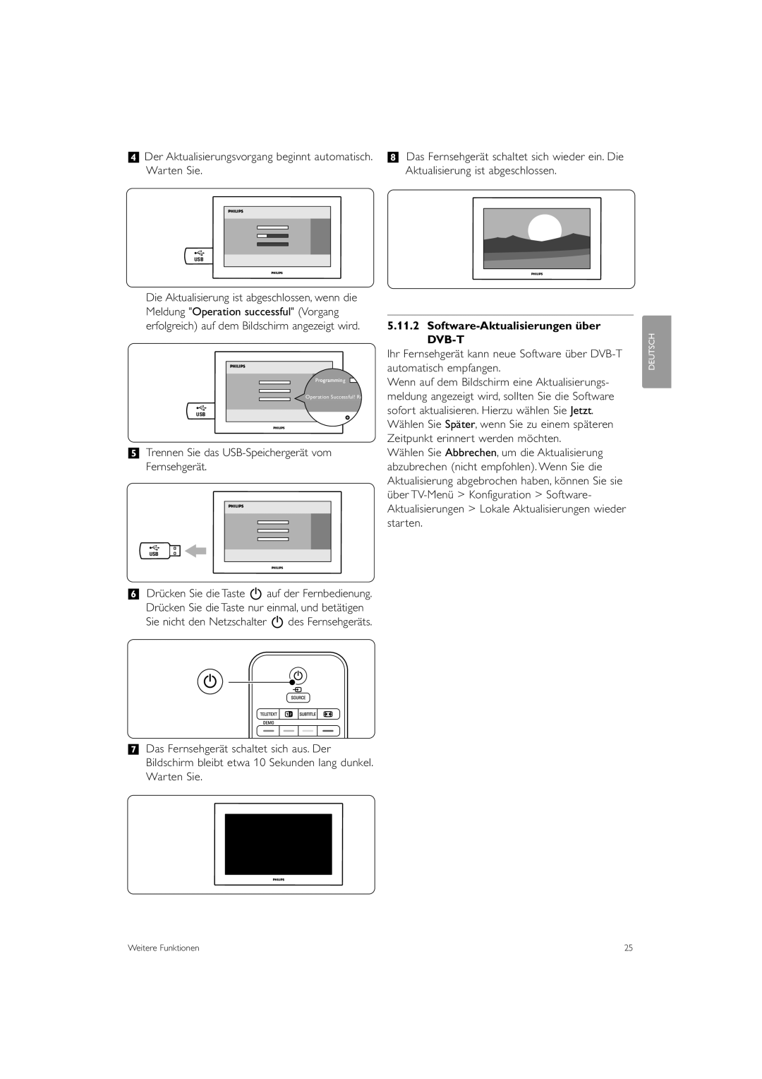 Philips 42PFL7403S/60 manual Software-Aktualisierungen über DVB-T 