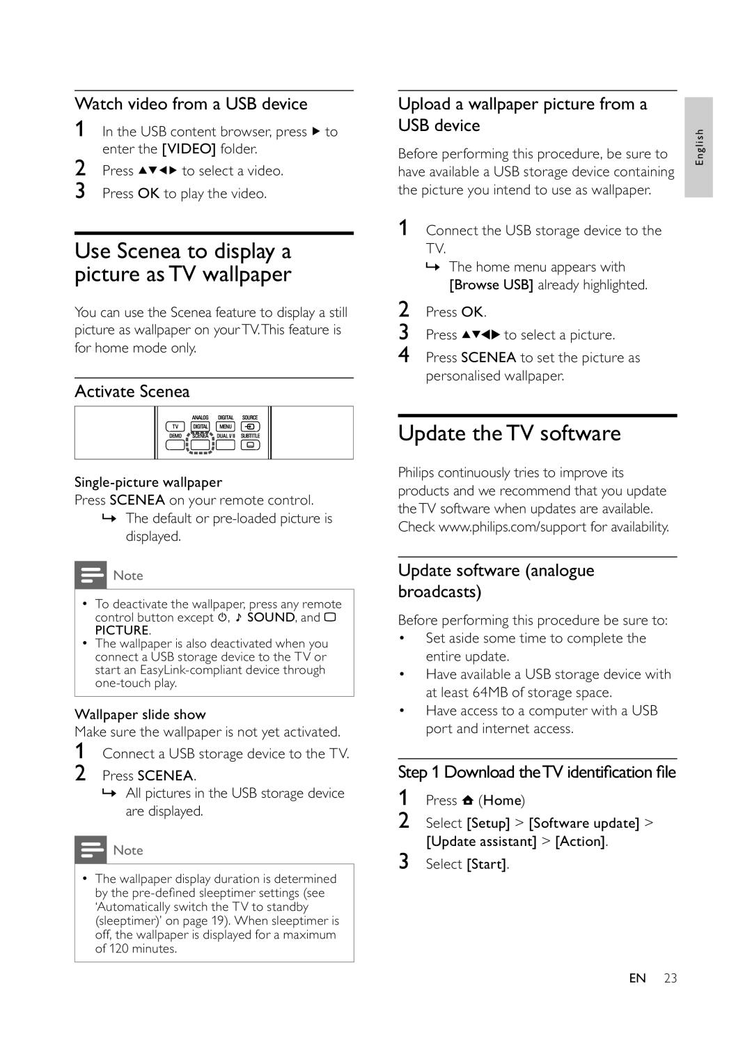 Philips 42PFL7409D/30, 32PFL5609D/30, 42PFL5609D/30, 47PFL7409D/30, 47PFL5609D/30 user manual Update theTV software 