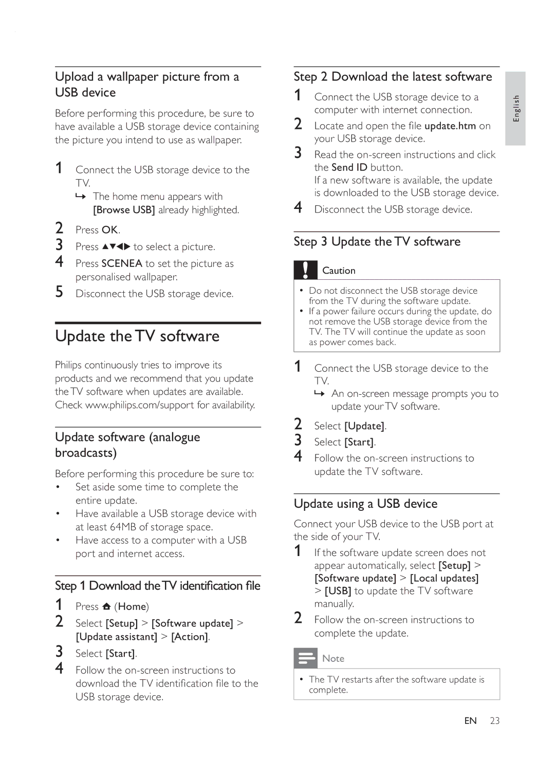 Philips 42PFL7409D/30 user manual Update theTV software 