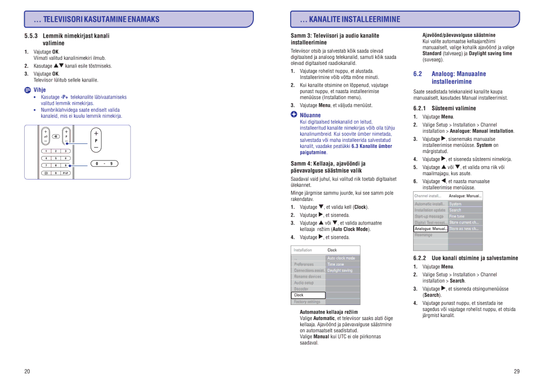 Philips 42PFL7423D-H manual Lemmik nimekirjast kanali valimine, Samm 3 Televiisori ja audio kanalite installeerimine 