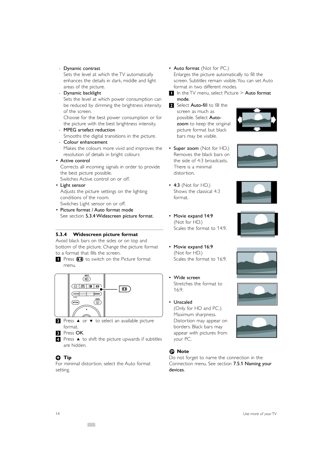 Philips 42PFL7433S/60 manual Dynamic contrast, Tip 