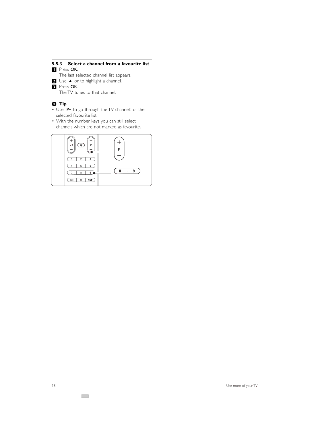 Philips 42PFL7433S/60 manual Select a channel from a favourite list, ÒPress OK TV tunes to that channel 